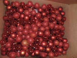 Box Lot of Red Christmas Ornaments