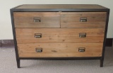 Four-Drawer Metal and Wood Chest
