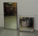 Lot of Two Chrome Metal Framed Mirrors
