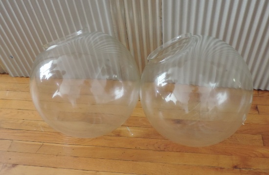 Pair of Large Crystal Globes