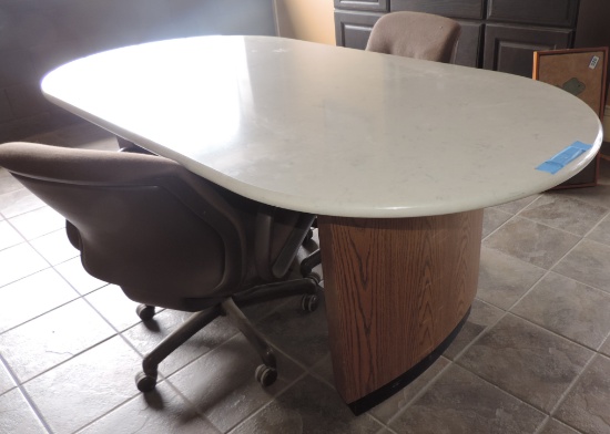 Quartz Top Table with Two Chairs