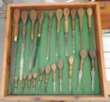 Antique Chisel Collection in Wooden Shadowbox