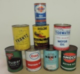 Lot of Eight (8) Vintage Garage Advertising Cans