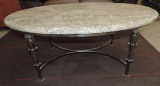 Stone Coffee Table with Metal Base