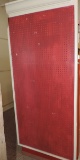 Red and White Framed Peg Board Display