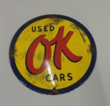 Original Porcelain OK Cars Sign