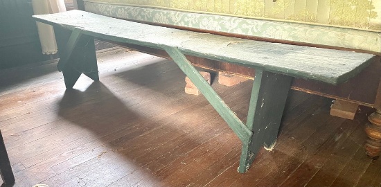 Green Painted Country Bootjack Bench