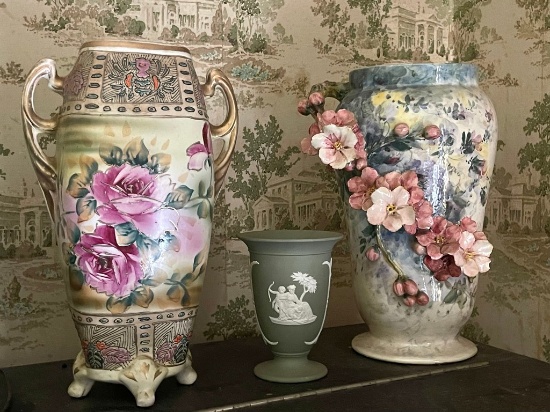 Hand painted Nippon, Wedgewood And Italian Vases