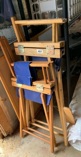 Folding Directors Chairs, Cork Board & Tarp Lot