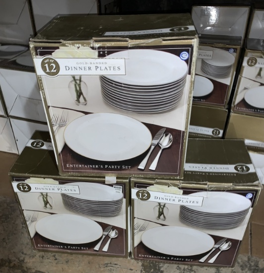 5 Boxes Of Gold Rimmed Dinner Plates