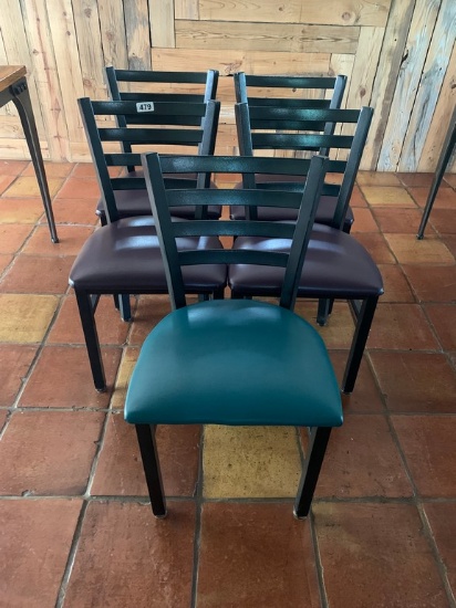 Lot Of 5 Black Metal Ladder Back Side Chairs