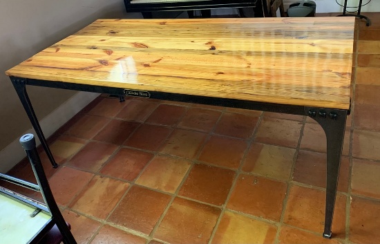 Handmade Steel Frame & Natural Wood Top Rectangular Table