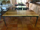Handmade Steel Frame & Natural Wood Top Rectangular Table