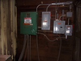 (3) ELECT DISCONNECTS, 1 PH BREAKER BOX (IN HYD ROOM BESIDE LOG TROUGH)