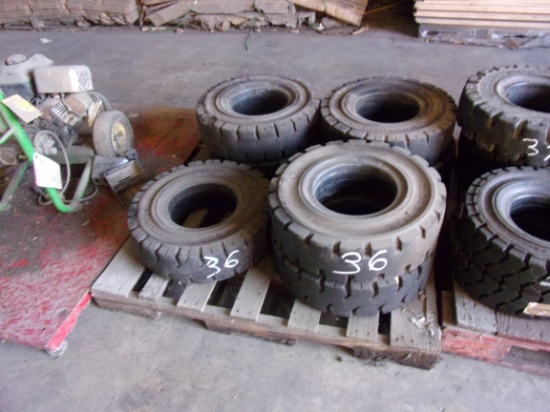 (7) SOLID FORKLIFT TIRES SIZE 6.50-10