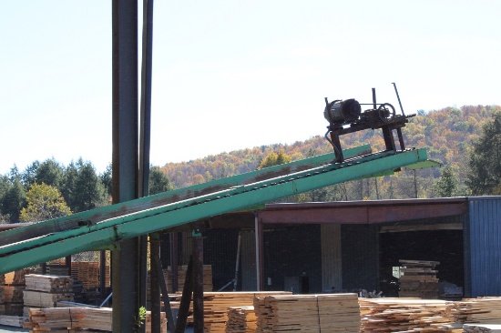 APPROX 60' BARN SWEEP CONVEYOR UNDER DEBARKER W/ELEC DRIVE