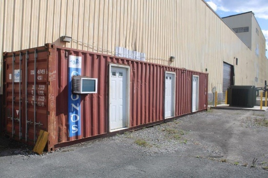 40FT SHIPPING CONTAINER W/3 SIDE DOORS, WIRING AND AIR CONDITIONERS