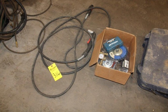 NEW HOSE AND GUN FOR PLASMA CUTTER W/BOX OF GRINDING WHEELS