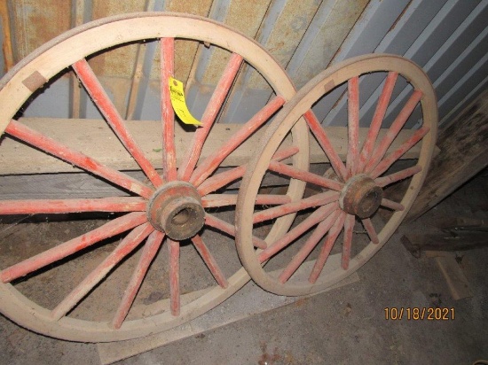 2 WOODEN WHEELS FOR WAGON