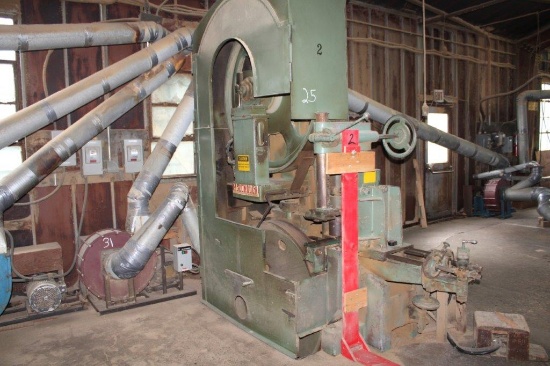 MCDONOUGH 54 IN BAND SAW W/CENTER SPLIT ATTACHMENT, 50 HP ELECT MTR, S/N 54-1360, 7/8 IN TOP WHEEL,