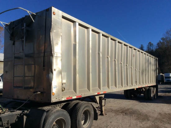 2002 Benson 45'-96" aluminum tandem axle open-top trailer; screen back door