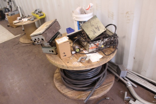 REMAINING CONTENTS IN CONTAINER - SPOOL OF ULTREX - VN 500 VOLT TC-ER 3/C - 1 AWG THHN CORDED WIRE