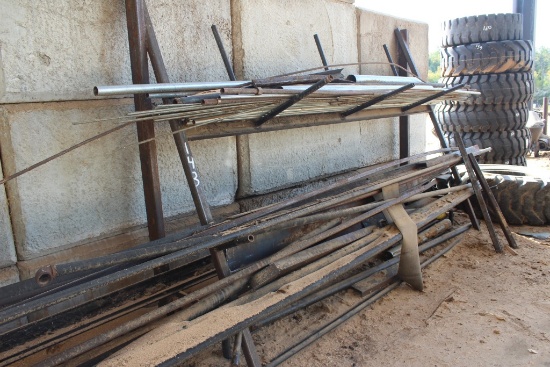 STEEL RACK W/ PIPE, CONDUIT, THREADED ROD, STEEL