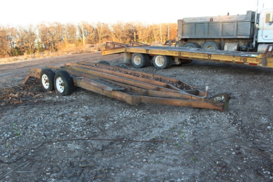 16 FT EQUIPMENT TRAILER W/ RAMPS, PINDLE HITCH - BAD TIRE & WIRING