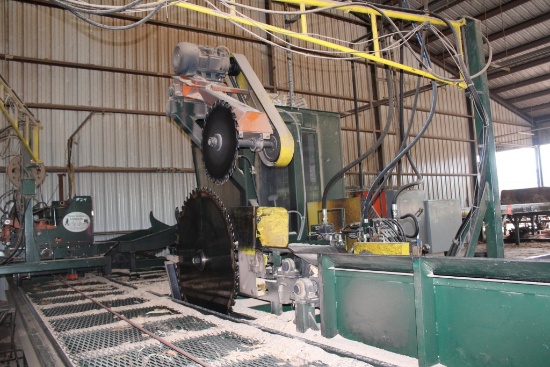 PIONEER MACHINERY 2-HD BK CARRIAGE W/ NEW COMPUTERIZED CTRLS, INCL 45' TRACK, CAB & CTRLS, CIRC SAW