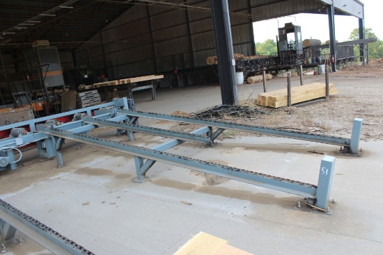 3 STR 6 FT 2 IN X 16 FT DECLINE DECK W/ DEAD ROLLS, FIXED STOPS