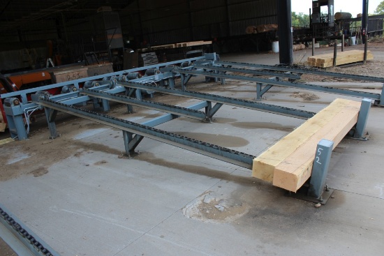 3 STR 6 FT 2 IN X 16 FT DECLINE DECK W/ DEAD ROLLS, FIXED STOPS