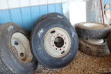 NEW 11R22.5 TIRE MOUNTED ON STEEL RIM
