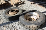 (2) USED 11R24.5 TIRES MOUNTED ON STEEL RIMS
