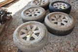 (3) BRIDGESTONE DUALLER A/T P255/70R18 MOUNTED, JEEP TIRES; (2) USED TIRES 235/85R16, (1) 235/75 R15