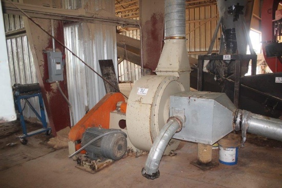 B-R 38in Blower, Mdl 50, 50hp Mtr w/ Pipe to Cyclone