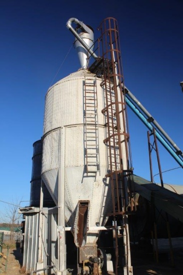 12ft Dia. Boiler Fuel Feeder Bin w/ Shop Built Air Lock, Feeder Unit, Approx 3ft Cyclone on Top of B