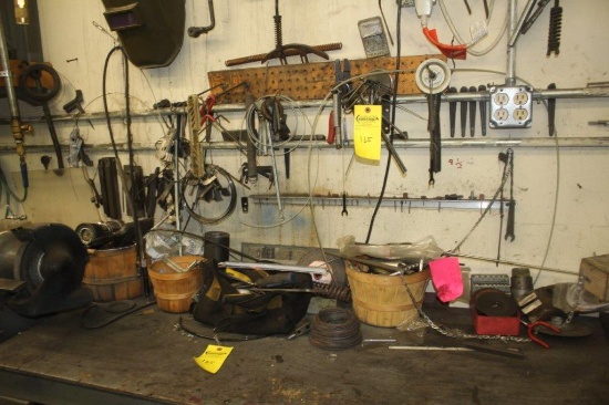 Contents on Wall & Top of Wooden Cabinet - as Marked