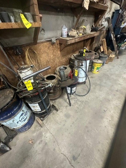 (3) Grease Pumps w/Drum & Drum Dollies