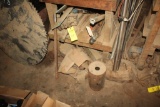 Hyd Cylinders, Steel Rods- Keyed Shaft & Remaining Items on Small Wooden Be