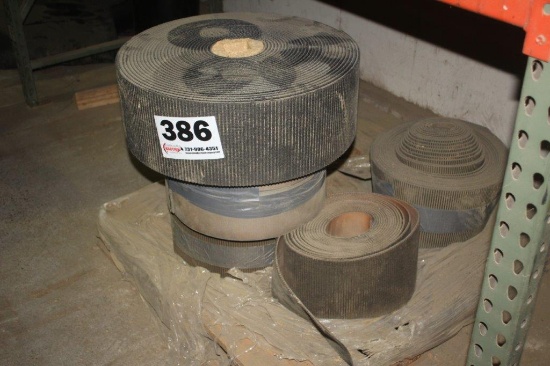 Pallet w/(5) Rolls of 8" W Conveyor Belting