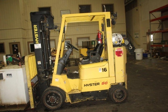 Hyster 80, 8000lb Forklift, Mdl# S80XM-BCS, Solid Tires, Propane, Triple St