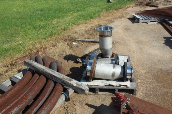 (5) 90deg. Steel Pipe Sweeps, 3 7/8 dia., (3) Stainless Steel Reducing Pipe