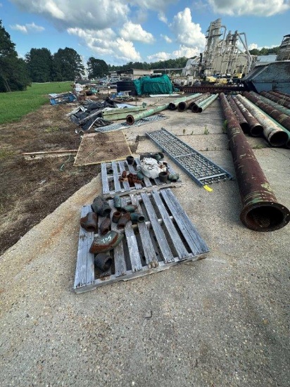 (2) Pallets w/Steel Pipe Fittings, (2) 2 x 10' Skate Roll Section
