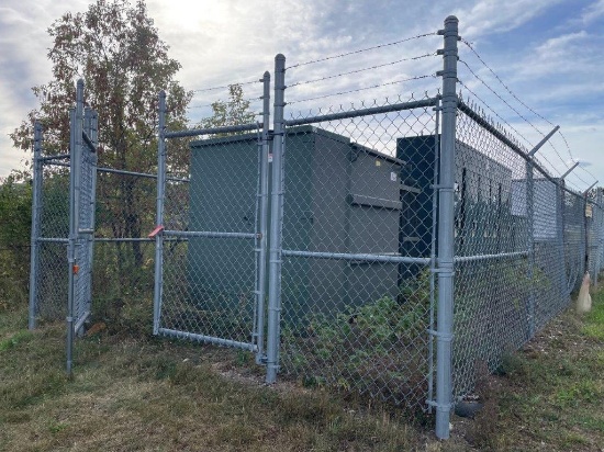 16ft X 49ft X 6ft Cyclone Fence Enclosure W/ 3 Barbed Wire Strands, 10ft & 8ft Swing Gates (Around O