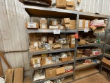 Contents Of 2 Shelving Units & Electrical, Roler Chain, Disconnects, Amp Tramps, Oiler Parts