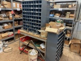 3-Parts Organizers & 2 Shelving Units W/Contents: Nuts, Bolts, Nipples, Pipe Fitting, Sheave