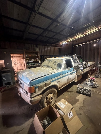 1991 Ford XL PickUp Truck Dually With 7.3 Diesel Engine. Automatic Transmission, 12ft Steel Flatbed