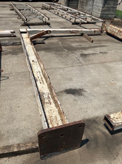 (2) Heavy Steel Posts For Attaching An Overhead I-Beam For A Sliding Electric Hoist. 12ft Legs