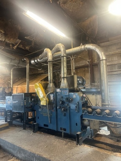 Brewer Model BR-1086 Double Arbor Gang Saw, Straight Knife Sizer Head,Twin 100 HP Motors on Saw Arbo