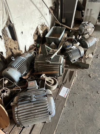 Pallet with (6) Used Electric Motors 5-10 Hp 3 Phase. Located at 3360 Cansler Circle., Maiden, NC 28